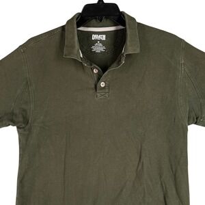 Duluth Trading Polo Work Shirt Mens Medium Green Workwear Rugby Heavyweight